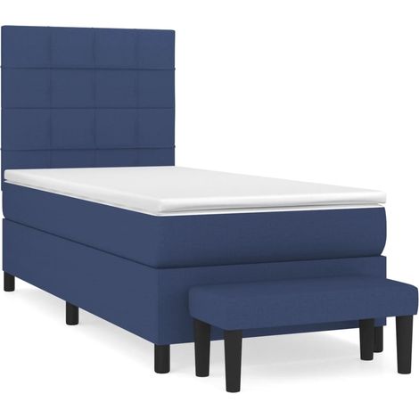 Maison Exclusive - Cama box spring con colchón tela azul 90x190 c (1/5)