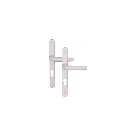Bardusch-De porte à cylindre – Plaque étroite saillie réduite – Aluminium blanc – Entraxe – Compatible serrure 3/5 points