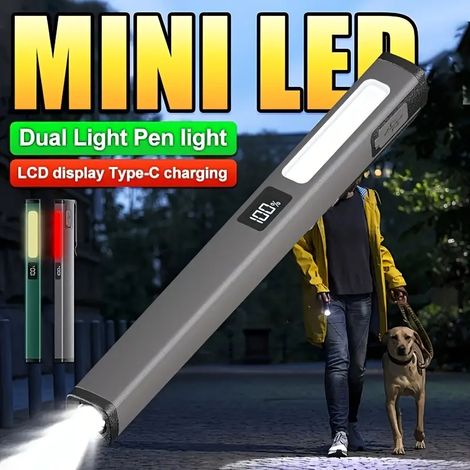 Multifunktionale COB-Arbeitsleuchte mit Stiftclip, wiederaufladbarem Typ-C-Anschluss, Kfz-Reparaturleuchte mit starker magnetischer Haftung.