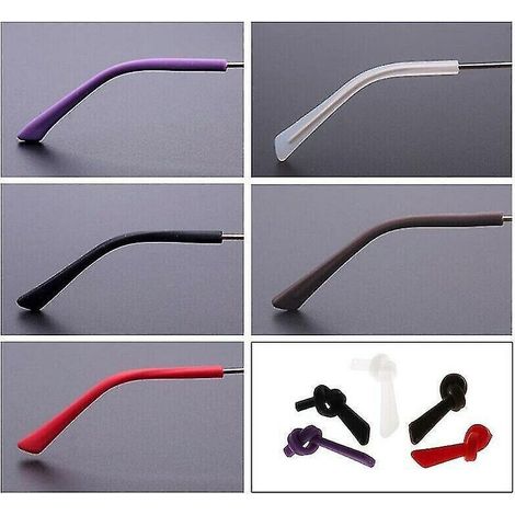 3 paires d'embouts de branches en silicone antidérapants pour lunettes, tubes plats de rechange noirs (1/3)