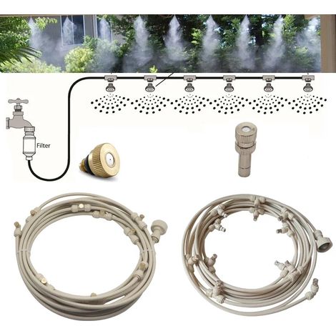 (Blanc 9M) Système de pulvérisation d'eau rafraîchissante pour jardin, serre, dépoussiérage et humidification extérieure (1/4)