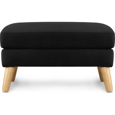 KONSIMO Sitzhocker Gestell aus Massivholz "TAGIO", Schwarz, Stoff, Scandinavian, 80x46x65cm (1/5)