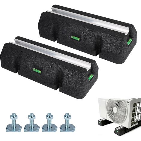 2 Silent Blocks for Antivibration Heat Pump 500 mm with Spirit Level, Floor Console for Outdoor Air Conditioner, Rubber Support for UV Resistant, Maximum Load 380 kg (1/5)