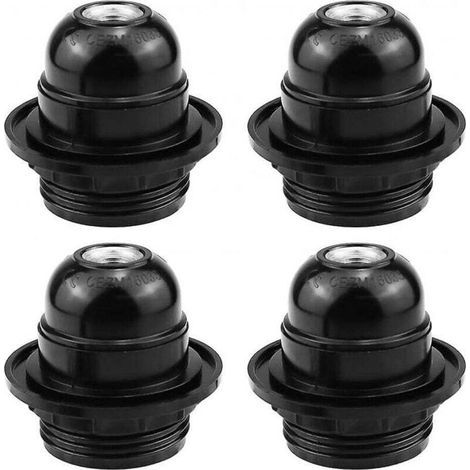 Adaptateur de douille E27 4 pièces, douille E27, support de lampe à douille à vis noir E27, ampoule rétro E27, pour fixation de douille d'ampoule rétro