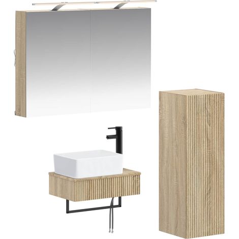 Bathroom Cabinet Set 4 pcs Sonoma Oak 50 x 14.5 x 70 cm vidaXL (1/5)