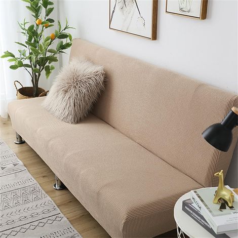Funda elástica para sofás de 2/3 plazas, jacquard impermeable, antideslizante, color liso (beige, 160-190 cm).