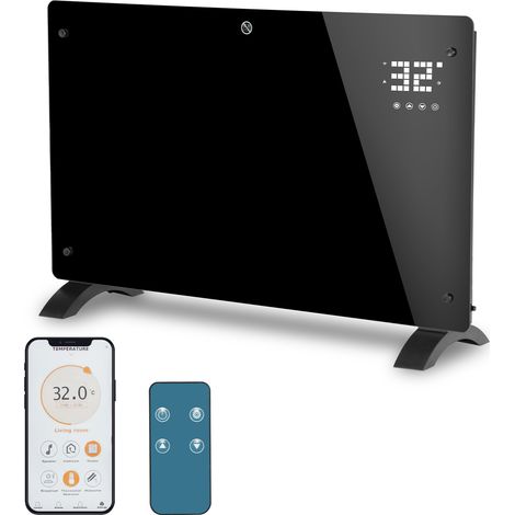 Wolketon Radiatore del convettore di vetro 2000W.riscaldatore dello schermo con l'APP di WIFI.il temporizzatore 24hr.lo schermo attivabile al tatto del LED