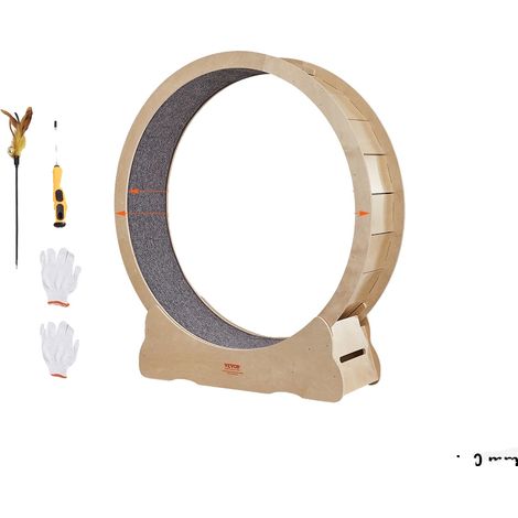 Roue d'exercice pour chat, construction en bois durable, fonctionnement silencieux, 52,1 pouces (1/2)