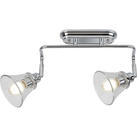 Applique de salle de bain rétro 2xE14 chrome – Indice de protection IP44 – 39 cm largeur – 14 cm hauteur – Éclairage homogène – Rabalux