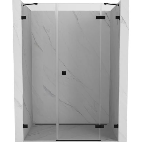 Mexen Lunar porta doccia a battente destra 145 cm, trasparente, nero - 834S-145-050-70-00-P (1/5)