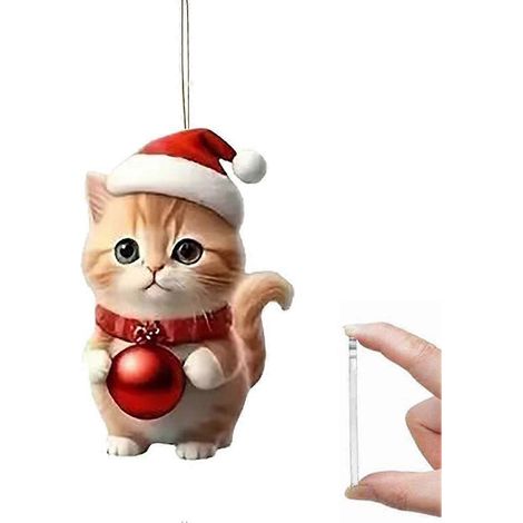 Festival Tree Hanging Ornaments 2D Acrylic Cat Shaped Pendants (1/5)