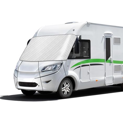 Pare Brise Wrap Cover pour Camping-Cars intégrés, 600D Classe A Couverture Auto Enveloppante pour Pare-Brise Avant imperméable, Bâche de Protection Contre la Neige Glace (Argent) (1/5)