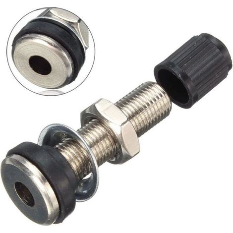 2 pièces voiture moto pneu pneu Valve Tubeless métal Valve tiges avec bouchons anti-poussière (1/5)