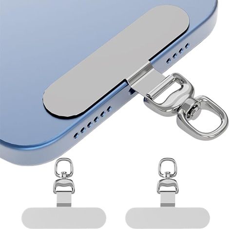 2 unidades de cadena multifuncional de acero inoxidable con rotación de 360° para teléfonos móviles, compatible con la mayoría de los smartphones. (1/5)