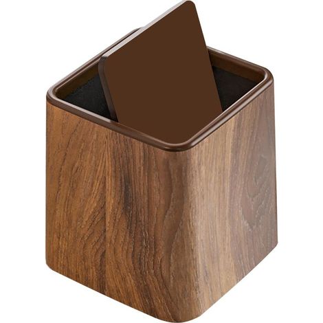 Poubelle de bureau-Aspect bois vintage-Plastique PP-Imperméable-Anti-odeurs-Avec couvercle-Pour salle de bain,bureau,chambre salon (1/5)