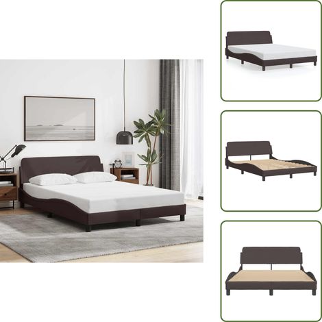 Bettgestell ohne Matratze Dunkelbraun 140x200 cm Stoff - Bettes Gestell - Doppelbett - Holzrahmen - Massivholzbette - Lattenrost (1/5)
