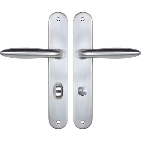 1 Paire Poignées Sur Plaque Zamak Chromé Satiné Entraxe 195mm Pour Porte Salle De Bains (1/3)