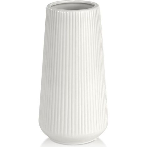 Vase en céramique blanche, petit vase mignon pour fleurs d'herbes de la pampa, idéal pour la maison, le salon, une table ou une étagère. (1/4)