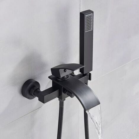 Chrome bath faucet set with shower and waterfall mixer tap, FLITI dual-control wall-mounted shower tap (1/4)