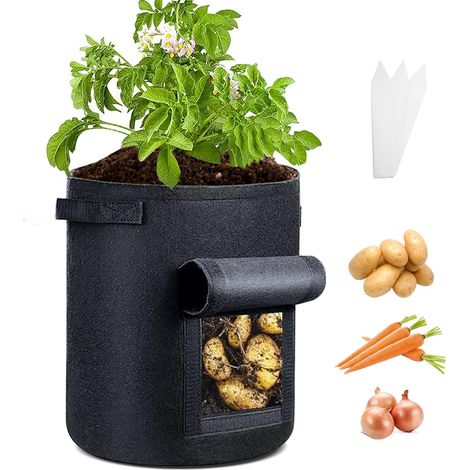 Sac de culture pour pommes de terre de 10 gallons — Jardinière en tissu non tissé double épaisseur, sac de culture de jardinage ultra-résistant