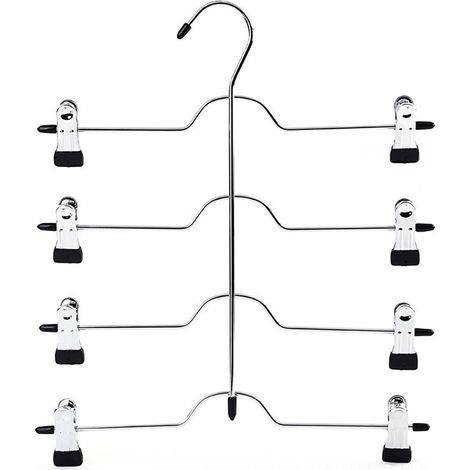 Cintre 4 Niveaux - Cintre Pantalon Jupe - Métal Chromé Anti-Rouille - Clips Réglables 5 à 12 Pouces - Pour Armoire Compacte - Lot de 1 (1/5)
