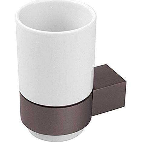 Bicchiere porta spazzolini a muro in acciaio grigio dal design moderno