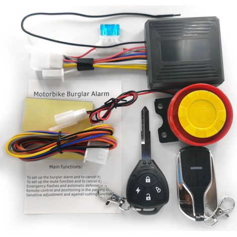 Système d'alarme antivol pour moto, démarrage et arrêt du moteur à distance sans fil avec télécommande, module de clé, klaxon pour moto 12 V (1/4)