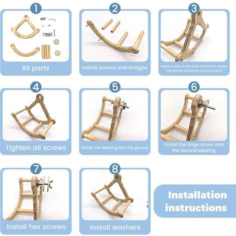 Jouets d'entraînement en bois pour oiseaux - Roue d'exercice et puzzle pour perruches et perroquets - Stable et résistant aux morsures (1/5)