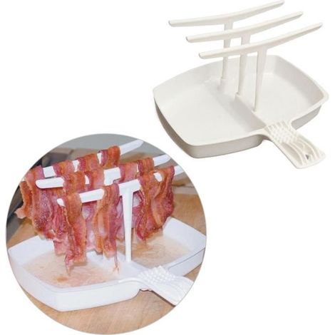 1 pièce Grille de barbecue pour micro-ondes, plateau de cuisson blanc avec barres d'égouttement, bac à bacon et légumes, usage cuisine domestique