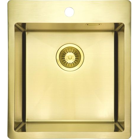 Évier simple cuve couleur or brossé 450 x 505 mm Deante Olfato precious ZPOR10A Or brossé (1/2)