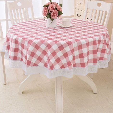 Nappe ronde en vinyle ciré et dentelle, imperméable, en PVC.