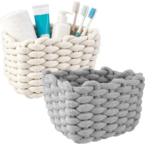 Cotton Rope Braided Storage Basket, Small Diaper Bag Storage Basket (1/5)