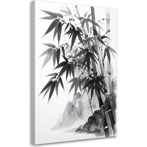 Wandbild Bambusberge Japanische Landschaftsmalerei 60x90 cm