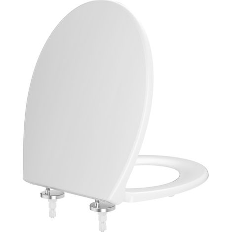 Copriwater Sedile WC univerale, coperchio WC con Chiusura Ammortizzato, Sgancio Rapido, Facile da pulire, in Duroplast antibatteric, Ovale Bianco