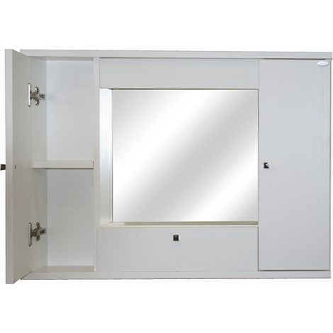 Mobile specchiera bagno bianco frassinato 2 ante c-ribalta h.61x93x14 cm (1/2)