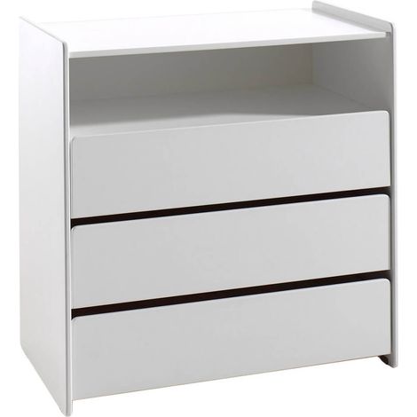 BODHI WHITE - Commode 3 Tiroirs et Niche Blanche (1/4)