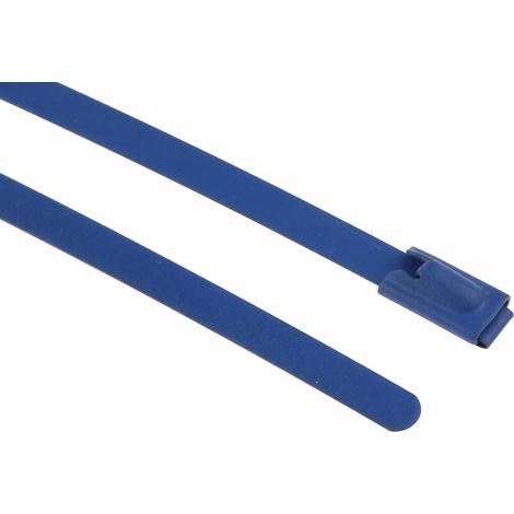 Serre-câble RS PRO Bleu en Acier inoxydable revêtu de polyester, 100mm x 4,6 mm ( Prix pour Sachet de 100 ) (1/2)