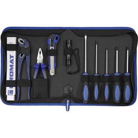 Cartella portautensili interna L300xP60xH270mm 11 parti poliestere 500D nero / blu PROMAT