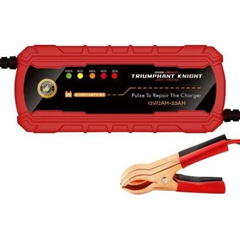 12V 2A RougeChargeurs de batterie 12V pour voitures et motos en gros, modèle à affichage numérique LED à impulsions intelligent, compatible avec les batteries au plomb-acide.