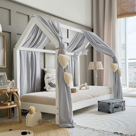 Ciel de lit en mousseline double pour 90x190 Gris