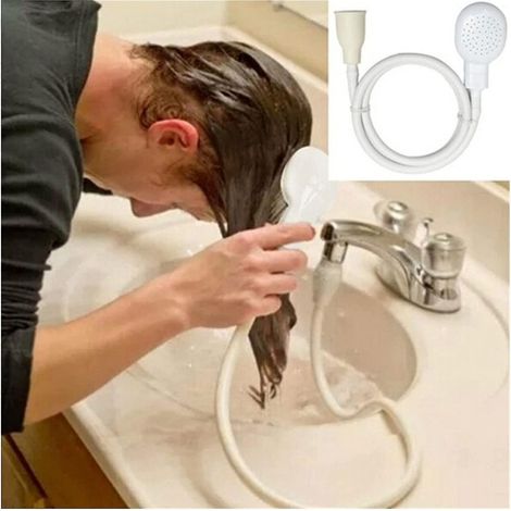 Douchette à main, flexible de douche pour lavabo, rallonge de robinet pour lavage de cheveux