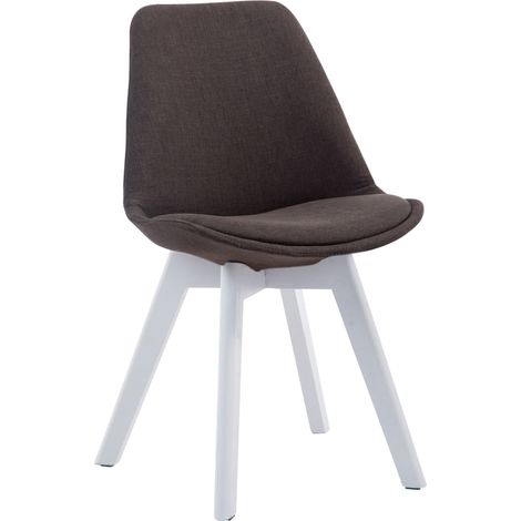 Chaise de salle à manger x1 design scandinave en tissu gris foncé et piètement à 4 pieds en bois blanc 100003314 (1/5)