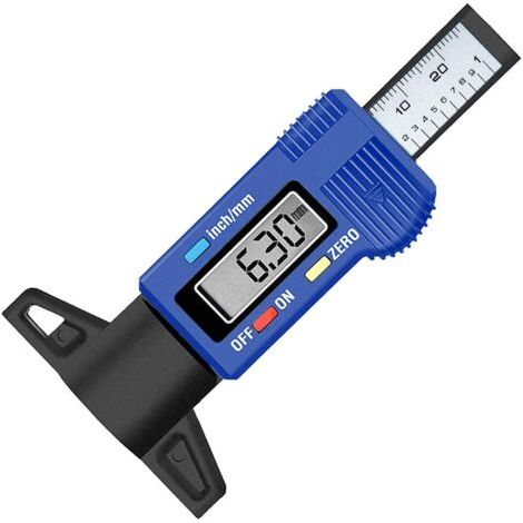 Jauge de Profondeur Numérique de Pneu Jauge Caliper LCD 0-25.4mm de Profondeur Numérique des Pneus Gauge pour Auto Moto Vans Camions (bleu)