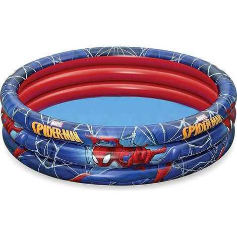 TRADE SHOP - Piscina Gonfiabile Spiderman L'uomo Ragno 3 Anelli 122x30cm Per Bambini 2+ 98018 - (1/5)