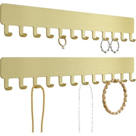Rangement mural pour chaînes et bijoux : support de chaîne, support de chaîne, support de rangement pour chaîne, support de bijoux suspendu au mur, doré, 2 pièces (1/5)