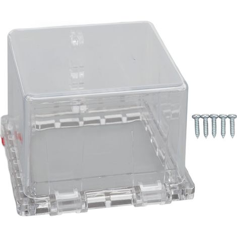 Ortviai Couvre-bouton d'arrêt d'urgence transparent pour verrouillage LOTO D60-4 en polycarbonate résistant UV (1/3)