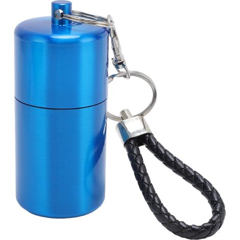 Tube de Rangement Aluminium Étanche Boîte de Conservation Portable pour Épices Crochets de Pêche Camping Voyage Bleu (1/4)