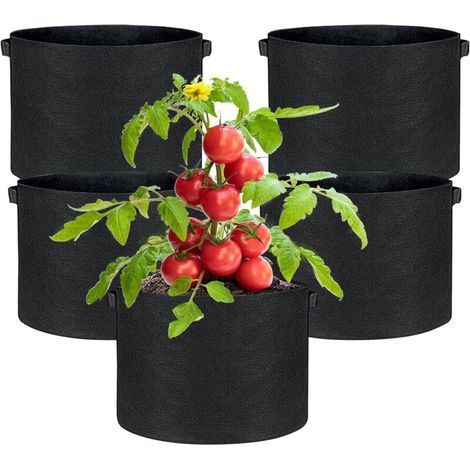 Sac de culture pour pommes de terre de 7 gallons (environ 17,8 litres) avec couvercle à rabat, en tissu résistant et poignées, pour la culture de légumes, noir. (1/5)