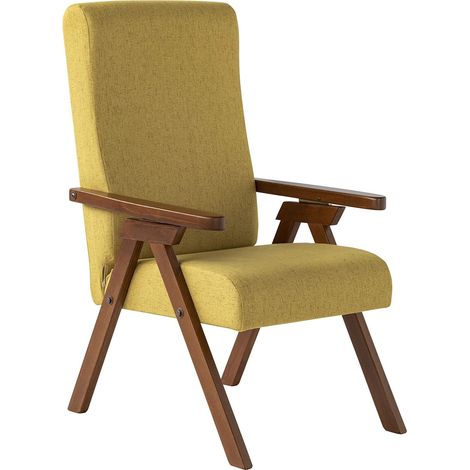 Fauteuil en Bois Relax inclinable Tissu Jaune Déhoussable (1/5)