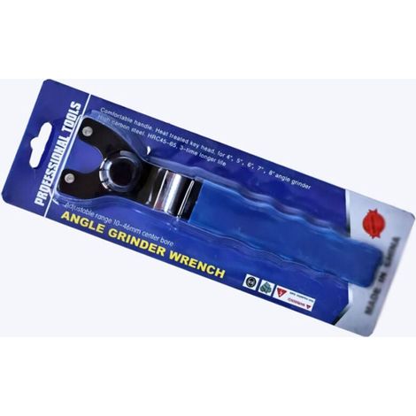 Llave ajustable para amoladora angular, llave universal con mango antideslizante para pasador de contratuerca para discos de repuesto de amoladora (azul) (1/4)